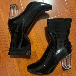 Public Desire clear heel leather boots